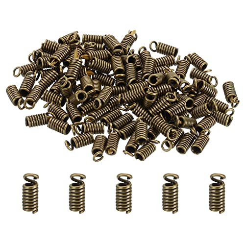 PATIKIL 100Stk Schnur Endkappen 3.5x8.5mm Metall Feder Spulenende Spitzen Crimp Klemmen Kappen für Schmuck Herstellung Armbänder Halskette Heimwerken Bronzeton von PATIKIL