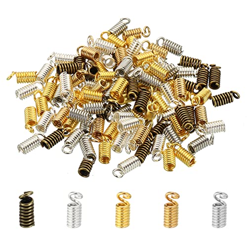 PATIKIL 100Stk Schnur Endkappen 3x7mm Metall Feder Spulenende Spitzen Crimp Klemmen Kappen für Schmuck Herstellung Armbänder Halskette Heimwerken Vielfarbig von PATIKIL