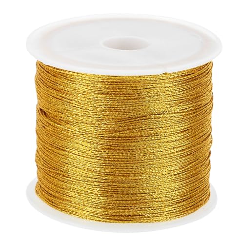 PATIKIL 100m/109yards Metallische Kordel 1 Rolle 0.3mm Durchm Tinsel Ornament Schnur Gewinde für Handwerk Sicken Schmuck Herstellung Geschenk Einpacken Dekoration Gold von PATIKIL