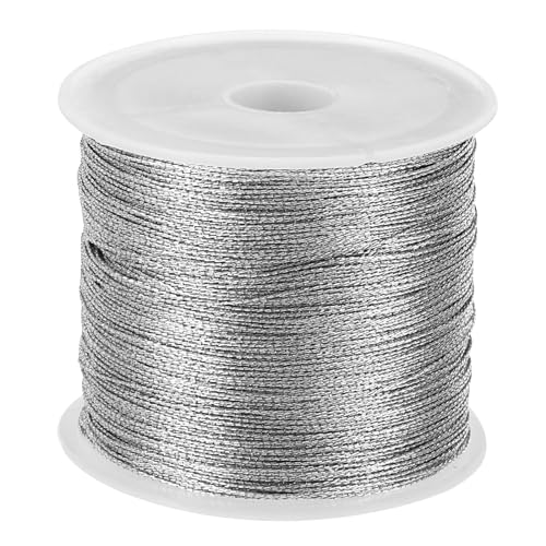 PATIKIL 100m/109yards Metallische Kordel 1 Rolle 0.3mm Durchm Tinsel Ornament Schnur Gewinde für Handwerk Sicken Schmuck Herstellung Geschenk Einpacken Dekoration Silber von PATIKIL