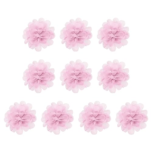 PATIKIL 10Stk 2.8" Chiffon Blumen Netz Stoff Blumen Nähen Gewebe Ornamente Stirnband Verzierungen für Heimwerker Handwerk Hochzeit Dekor Hell Rosa von PATIKIL