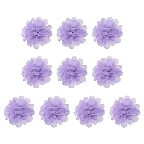 PATIKIL 10Stk 2.8" Chiffon Blumen Netz Stoff Blumen Nähen Gewebe Ornamente Stirnband Verzierungen für Heimwerker Handwerk Hochzeit Dekor Lavendel von PATIKIL