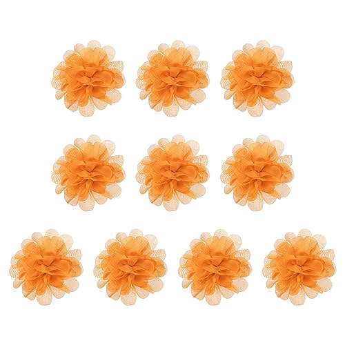 PATIKIL 10Stk 2.8" Chiffon Blumen Netz Stoff Blumen Nähen Gewebe Ornamente Stirnband Verzierungen für Heimwerker Handwerk Hochzeit Dekor Orange von PATIKIL