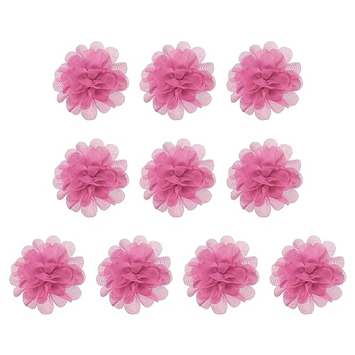 PATIKIL 10Stk 2.8" Chiffon Blumen Netz Stoff Blumen Nähen Gewebe Ornamente Stirnband Verzierungen für Heimwerker Handwerk Hochzeit Dekor Rosa von PATIKIL