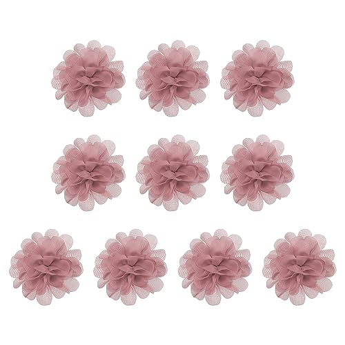 PATIKIL 10Stk 2.8" Chiffon Blumen Netz Stoff Blumen Nähen Gewebe Ornamente Stirnband Verzierungen für Heimwerker Handwerk Hochzeit Dekor Schmutzig Rosa von PATIKIL