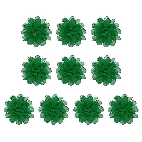 PATIKIL 10Stk 3.9" Chiffon Blumen Netz Stoff Blumen Nähen Gewebe Ornamente Stirnband Verzierungen für Heimwerker Handwerk Hochzeit Dekor Grün von PATIKIL