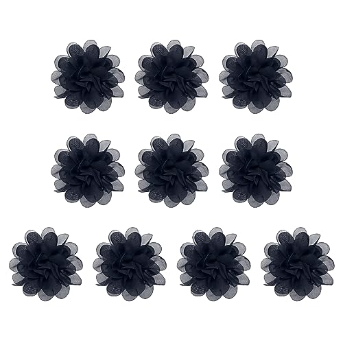 PATIKIL 10Stk 3.9" Chiffon Blumen Netz Stoff Blumen Nähen Gewebe Ornamente Stirnband Verzierungen für Heimwerker Handwerk Hochzeit Dekor Marine Blau von PATIKIL