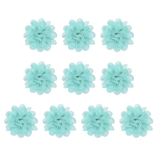 PATIKIL 10Stk 3.9" Chiffon Blumen Netz Stoff Blumen Nähen Gewebe Ornamente Stirnband Verzierungen für Heimwerker Handwerk Hochzeit Dekor Minzgrün von PATIKIL