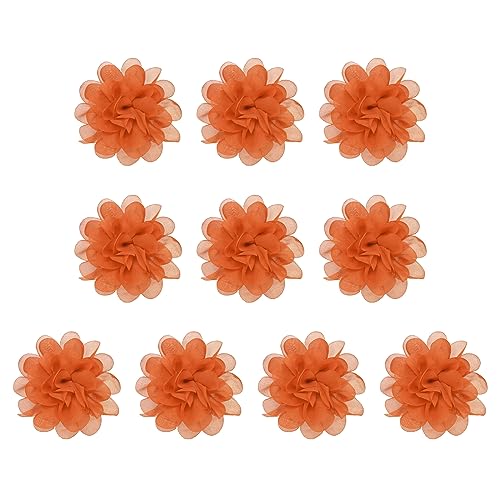 PATIKIL 10Stk 3.9" Chiffon Blumen Netz Stoff Blumen Nähen Gewebe Ornamente Stirnband Verzierungen für Heimwerker Handwerk Hochzeit Dekor Orange von PATIKIL