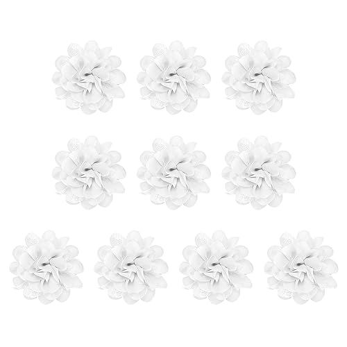 PATIKIL 10Stk 3.9" Chiffon Blumen Netz Stoff Blumen Nähen Gewebe Ornamente Stirnband Verzierungen für Heimwerker Handwerk Hochzeit Dekor Weiß von PATIKIL