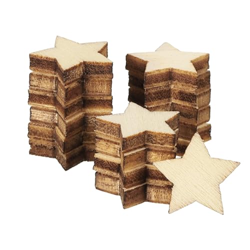 PATIKIL 10mm Holzsterne, 200er Packung Unvollendete Holzsterne Leerholz-Ausschnitte Verzierungen Natürliche Holzstücke für Weihnachtsbastelprojekte von PATIKIL