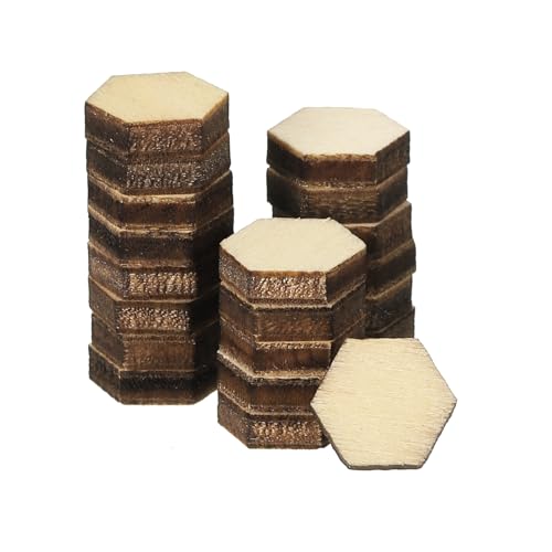 PATIKIL 10mm Holzstücke, 200er Packung Unvollendete Sechseckige Holzformen Leer Holzausschnitte Ornamente Natur für Weihnachtsbastelprojekte von PATIKIL