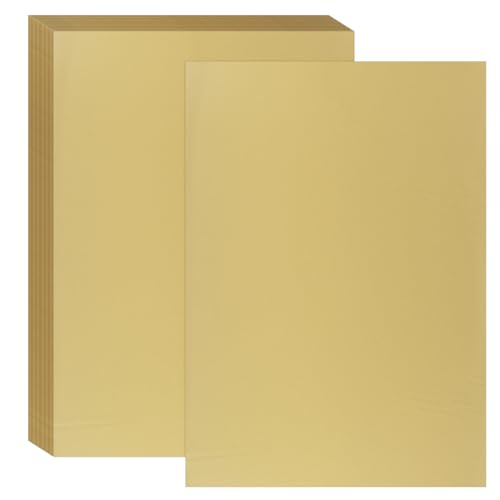 PATIKIL 11.7x8.3" Heißprägefolienpapierbogen, 100 Blatt A4 Heißtransfer-Heißprägepapierfolie für Leder DIY Logo Dekor Handwerk Geschenkverpackung Scrapbook-Karte, Mattgold von PATIKIL