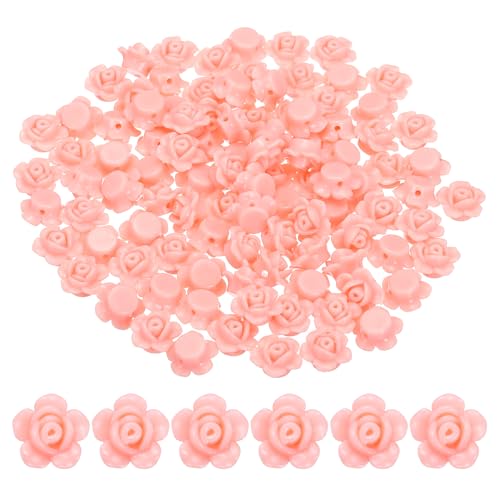 PATIKIL 12 mm Rosenblumenperlen, 100 Stück bunte Acrylrosen geschnitzte Blumenperlen handgefertigte lose Perlen für die Schmuckherstellung DIY Halskette Armband Bastelbedarf, Pink von PATIKIL