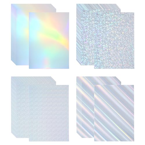 PATIKIL 12"x8" Holographischer Karton, 60er Pack Metallic Irisierendes Spiegelpapier Folienplatten Reflektierende Bögen für Scrapbook Poster DIY Basteln, 4 Farben von PATIKIL