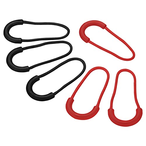 PATIKIL 12Pack Reißverschluss Züge Ersatz Erweiterungskabel Handgriff Plastik U-Form Label Etikett Verlängerung für Gepäck Rucksäcke Jacken Handtaschen Rot Schwarz von PATIKIL