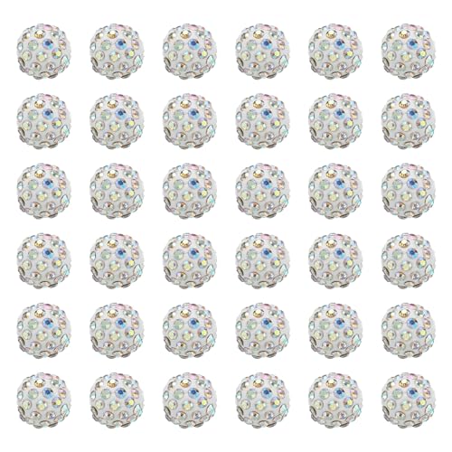 PATIKIL 12mm Strass Lehm Perlen für Schmuck Herstellung 60 Pack Rund Kugel Polymer Lehm Kristall Charm Perlen für Handwerk Dekor Halskette Kette Armbänder Basteln Mehrfarbig von PATIKIL