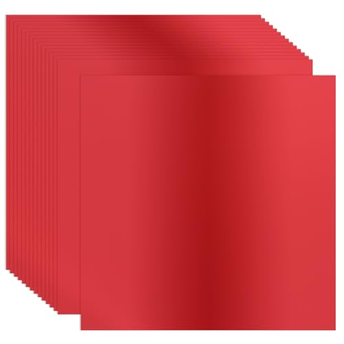 PATIKIL 12x12 Zoll Metallic-Kartonpapier, 15 Stück 250GSM Folie Spiegel Finish Kartonplatte Blatt für Basteln Hochzeit Dekoration Einladungen Kunst DIY, Rot von PATIKIL