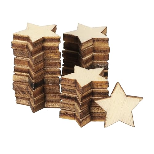 PATIKIL 15mm Holzsterne, 200er Packung Unvollendete Holzsterne Leerholz-Ausschnitte Verzierungen Naturholzstücke für Weihnachtsbastelprojekte von PATIKIL