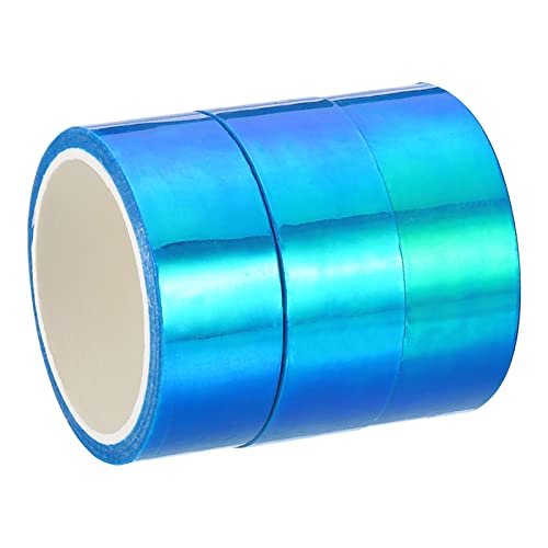 PATIKIL 15mmx5m Holographisch Klebeband 3 Rolle Selbstklebend Metallfolie Maskierung Aufkleber für DIY Kunst Handwerk Verpackung Dekoration Blau von PATIKIL