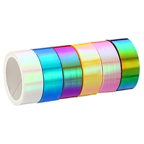 PATIKIL 15mmx5m Holographisch Klebeband Set 6 Rolle Selbstklebend Metallfolie Maskierung Aufkleber für DIY Kunst Handwerk Verpackung Deko Sortiert Farbe von PATIKIL