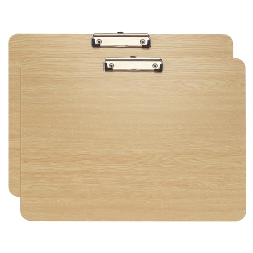 PATIKIL 17,7" x 13,6" Horizontales Klemmbrett, 2 Stück extra großes Querformat aus Hartfaserplatte mit flachem Clip, Holzplatte im Legal-Format für den Schoß Beige von PATIKIL