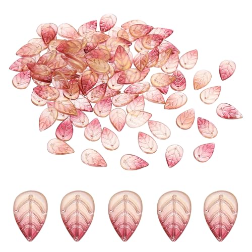 PATIKIL 18x11mm Blatt Glas Perlen 100Stk Blatt Form Glas Abstandhalter Perlen Anhänger für Selbermachen Basteln Armband Halsketten Ohrringe Schmuck Herstellen Rot PATIKIL 18x11mm Blatt Glas Perlen 100Stk Blatt Form Glas Abstandhalter Perlen Anhänger für Selbermachen Basteln Armband Halsketten Ohrringe Schmuck Herstellen Rot von PATIKIL
