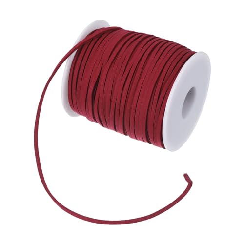 PATIKIL 2,65mm x 45m Wildlederband, Lederband Kette Farbe Bastelschnur Wildleder Spitze Kordel Band Schnur für Armbänder für Blumenbündel Band Verpackung Schmuck Halsketten, Weinrot von PATIKIL