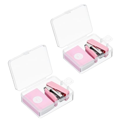 PATIKIL 2 Stück Mini-Tacker mit 800 Standardklammern, Morandi Desktop-Tacker-Set Niedlicher Schreibtischbüro-Tacker 20 Blatt Kapazität für Klassenzimmer-Büromaterial, Pink von PATIKIL