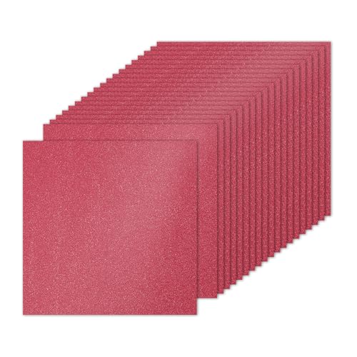 PATIKIL 20 Blatt dunkelrotes Glitzer-Kartonpapier, 25,4 x 25,4 cm, 250 g/m², quadratisch, hochwertiges glitzerndes Papier, Bastelkartonpapier für Scrapbooking, Kartenherstellung, DIY-Kunstprojekte, von PATIKIL