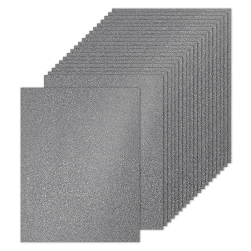 PATIKIL 20 Blatt graues Glitzer-Kartonpapier, 21,6 x 27,9 cm, 250 g/m², quadratisch, hochwertiges glitzerndes Papier, Bastelkartonpapier für Scrapbooking, Kartenherstellung, DIY-Kunstprojekte, von PATIKIL