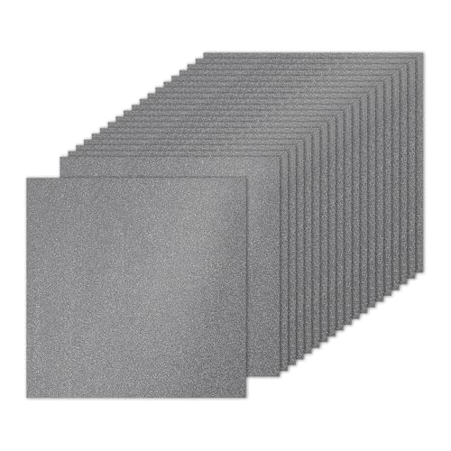 PATIKIL 20 Blatt graues Glitzer-Kartonpapier, 25,4 x 25,4 cm, 250 g/m², quadratisch, hochwertiges glitzerndes Papier, Bastelkartonpapier für Scrapbooking, Kartenherstellung, DIY-Kunstprojekte, von PATIKIL