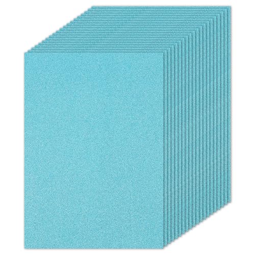 PATIKIL 20 Blatt hellblaues Glitzer-Kartonpapier, 21,6 x 27,9 cm, 250 g/m², quadratisch, hochwertiges glitzerndes Papier, Bastelkartonpapier für Scrapbooking, Kartenherstellung, DIY-Kunstprojekte, von PATIKIL