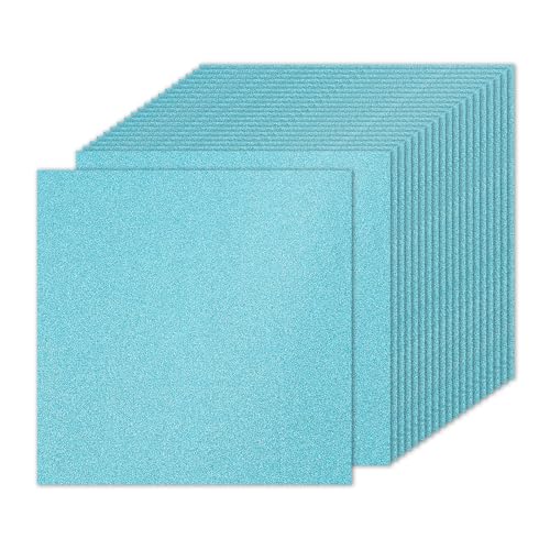 PATIKIL 20 Blatt hellblaues Glitzer-Kartonpapier, 25,4 x 25,4 cm, 250 g/m², quadratisch, hochwertiges glitzerndes Papier, Bastelkartonpapier für Scrapbooking, Kartenherstellung, DIY-Kunstprojekte, von PATIKIL