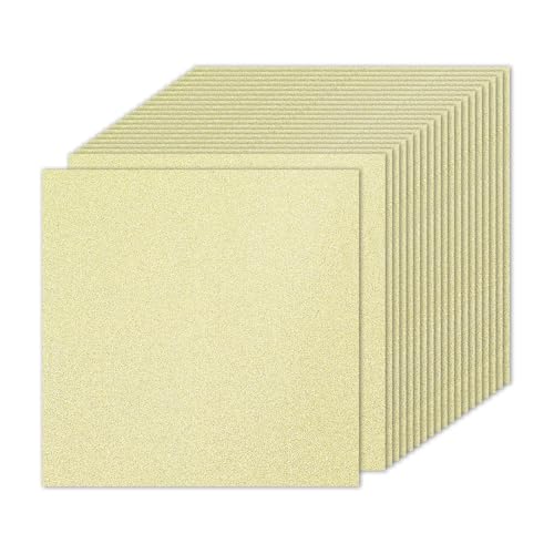 PATIKIL 20 Blatt hellgoldenes Glitzer-Kartonpapier, 25,4 x 25,4 cm, 250 g/m², quadratisch, hochwertiges glitzerndes Papier, Bastelkartonpapier für Scrapbooking, Kartenherstellung, DIY-Kunstprojekte, von PATIKIL