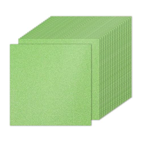 PATIKIL 20 Blatt hellgrünes Glitzer-Kartonpapier, 25,4 x 25,4 cm, 250 g/m², quadratisch, hochwertiges glitzerndes Papier, Bastelkartonpapier für Sammelalben, Kartenherstellung, DIY-Kunstprojekte, von PATIKIL