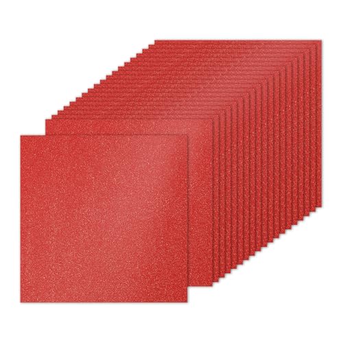 PATIKIL 20 Blatt leuchtend rotes Glitzer-Kartonpapier, 25,4 x 25,4 cm, 250 g/m², quadratisch, hochwertiges glitzerndes Papier, Bastelkartonpapier für Scrapbooking, Kartenherstellung, von PATIKIL