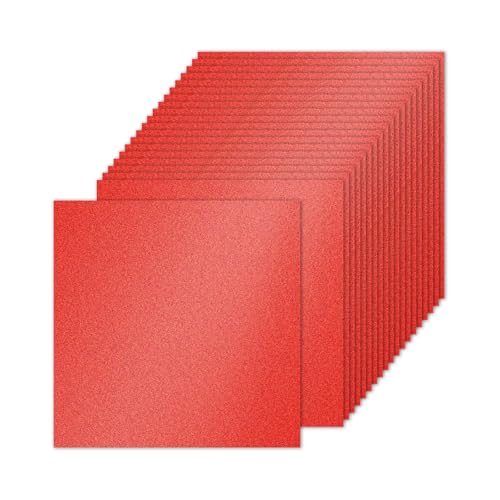 PATIKIL 20 Blatt rotes Glitzer-Kartonpapier, 25,4 x 25,4 cm, 250 g/m², quadratisch, hochwertiges glitzerndes Papier, Bastelkartonpapier für Scrapbooking, Kartenherstellung, DIY-Kunstprojekte, von PATIKIL