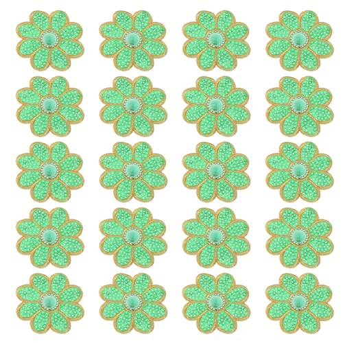 PATIKIL 20 Stück Paillettenblumen Aufbügelpatches, Glitzer Blumen Pailletten Applikation Patch zum Aufnähen auf Stoff für Kleidung, Hüte, Schuhe, Kleider, Rucksäcke, Grün von PATIKIL