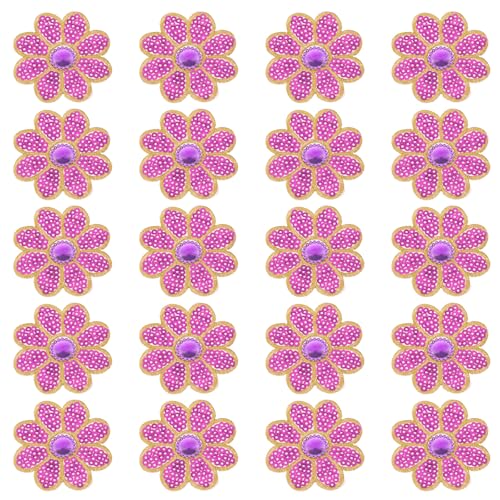 PATIKIL 20 Stück Paillettenblumen Aufbügelpatches, Glitzer Blumen Pailletten Applikation Patch zum Aufnähen auf Stoff für Kleidung, Hüte, Schuhe, Kleider, Rucksäcke, Lila von PATIKIL