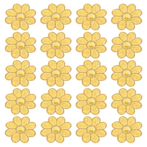 PATIKIL 20 Stück Paillettenblumen Aufbügelpatches, Glitzernde Blumen Pailletten Applikation zum Aufnähen auf Stoff für Kleidung, Hüte, Schuhe, Kleider, Rucksäcke, DIY-Goldton von PATIKIL