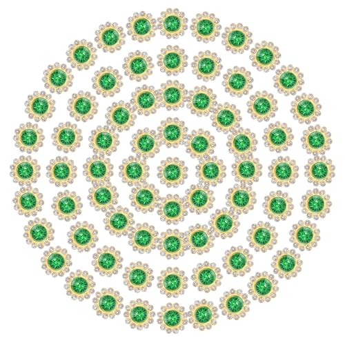 PATIKIL 200 Stk. Aufnäh-Rhinestones Kristalle 12mm 2 Schichten Nähen Sonnenblume Blumenkralle Rhinestones Kristalle Glas Edelsteine Metallbasis für Hochzeitskleid Kleidung, Hellgrün von PATIKIL