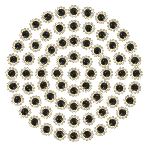 PATIKIL 200 Stk. Aufnäh-Rhinestones Kristalle 12mm 2 Schichten Nähen Sonnenblume Blumenkralle Rhinestones Kristalle Glas Edelsteine Metallbasis für Hochzeitskleid Kleidung, Schwarz von PATIKIL