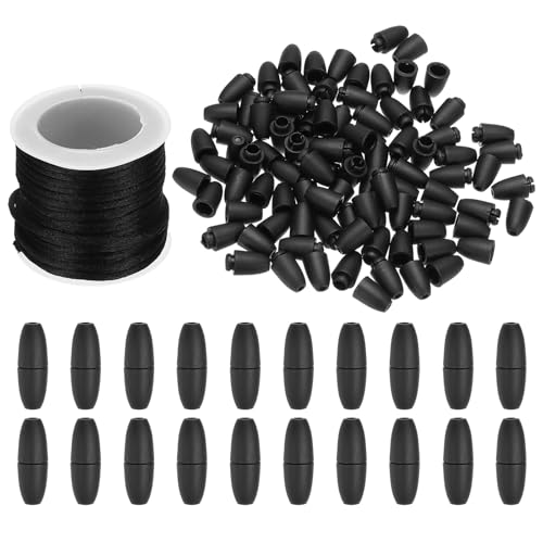 PATIKIL 24mm Sicherheitsverschlüsse mit 10m Nylonband-Schnüren, 30er-Set Kunststoff-Perlenfass-Verbinder für Armband-Halskette-Lanyard-Schmuckherstellung DIY-Handwerk, Schwarz von PATIKIL