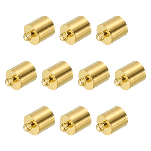 PATIKIL 25Stk Schnur End Kappen 8.6mm End Kappe Fassperlen Kumihimo Endkappen Messing für Leder Kordel Quasten Schmuck Herstellung 13mm Länge Hellgold von PATIKIL