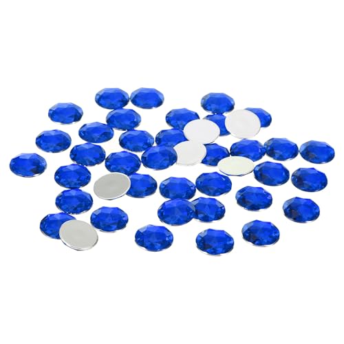 PATIKIL 25mm Flache Rückseite Runde Acryl Strasssteine, 100er Packung Kunststoff-Kreis-Edelsteine für Schmuckherstellung, Kostümverzierungen, Basteln, Blau von PATIKIL