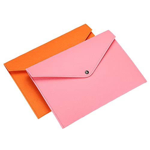 PATIKIL 2Pack Datei Tasche Filz Ordner A4 Umschlag Dokument Vorratsbeutel Organizer für Büro Business Orange Rosa von PATIKIL