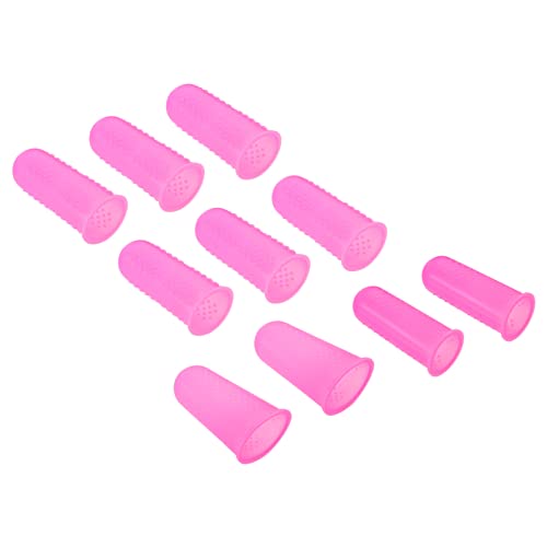 PATIKIL 2Set Gummi Fingerspitze Silikon Daumen Fingerkuppen Schutz Abdeckungen Schutz Finger Griffe Fingerhut für Büro Zählen Sortieren Nähen Größe Sortiert Rosa von PATIKIL