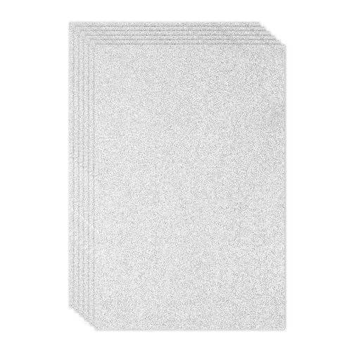 PATIKIL 2mm(1/10") dicke nicht klebende Glitzer-Schaumstoffplatte 16x24 Zoll (40x60 cm) Silberton, EVA Glänzende Schaumstoffplatte für Basteln, 6 Stück von PATIKIL