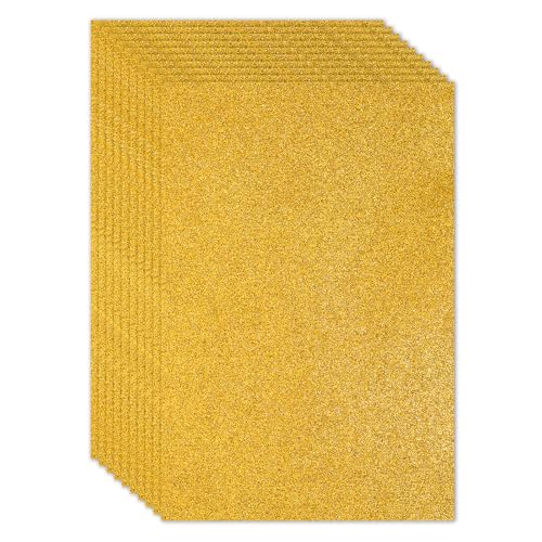 PATIKIL 2mm(1/10") dicke selbstklebende Glitzer-Schaumstoffplatte 16x24 Zoll (40x60 cm) Goldton, EVA Glänzende Schaumstoffplatte für Basteln, 6 Stück von PATIKIL